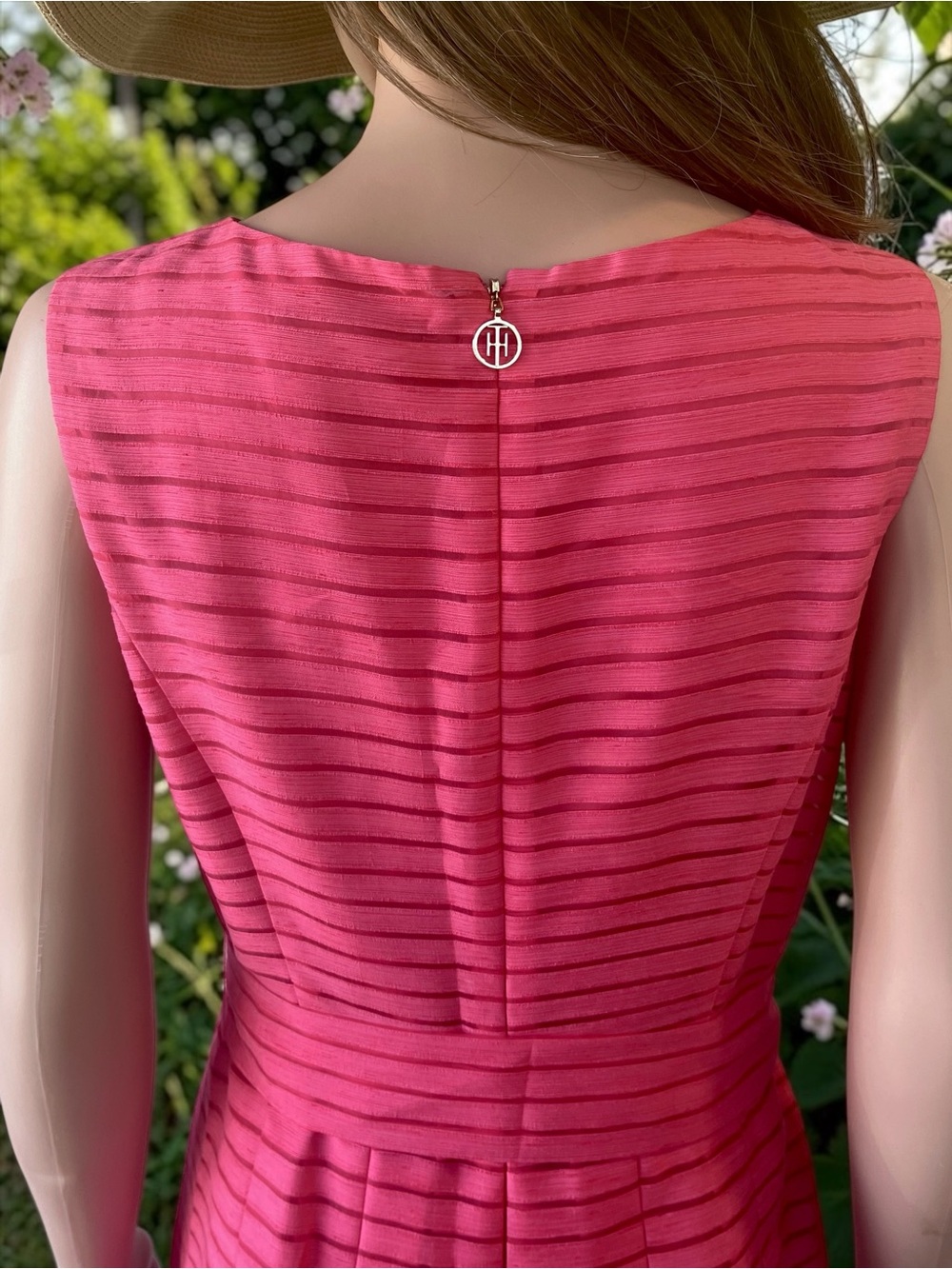 Tommy Hilfiger Pink Coral Fit & Flare Dress Size 6 Belted Lined - Picture 3 of 10